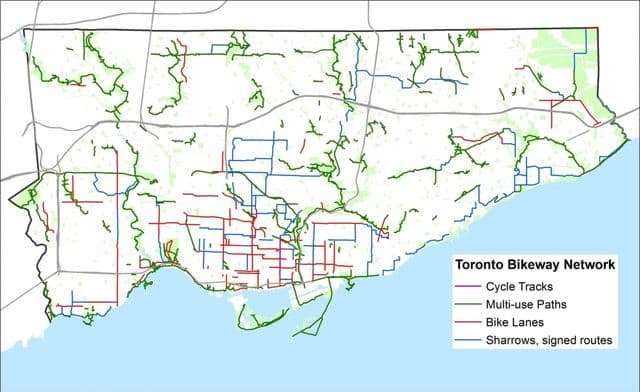 Toronto bike lane map