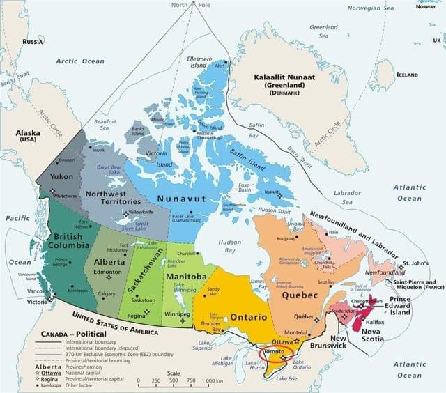 Toronto on Canada map