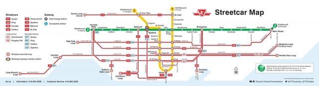 Toronto tram stations map